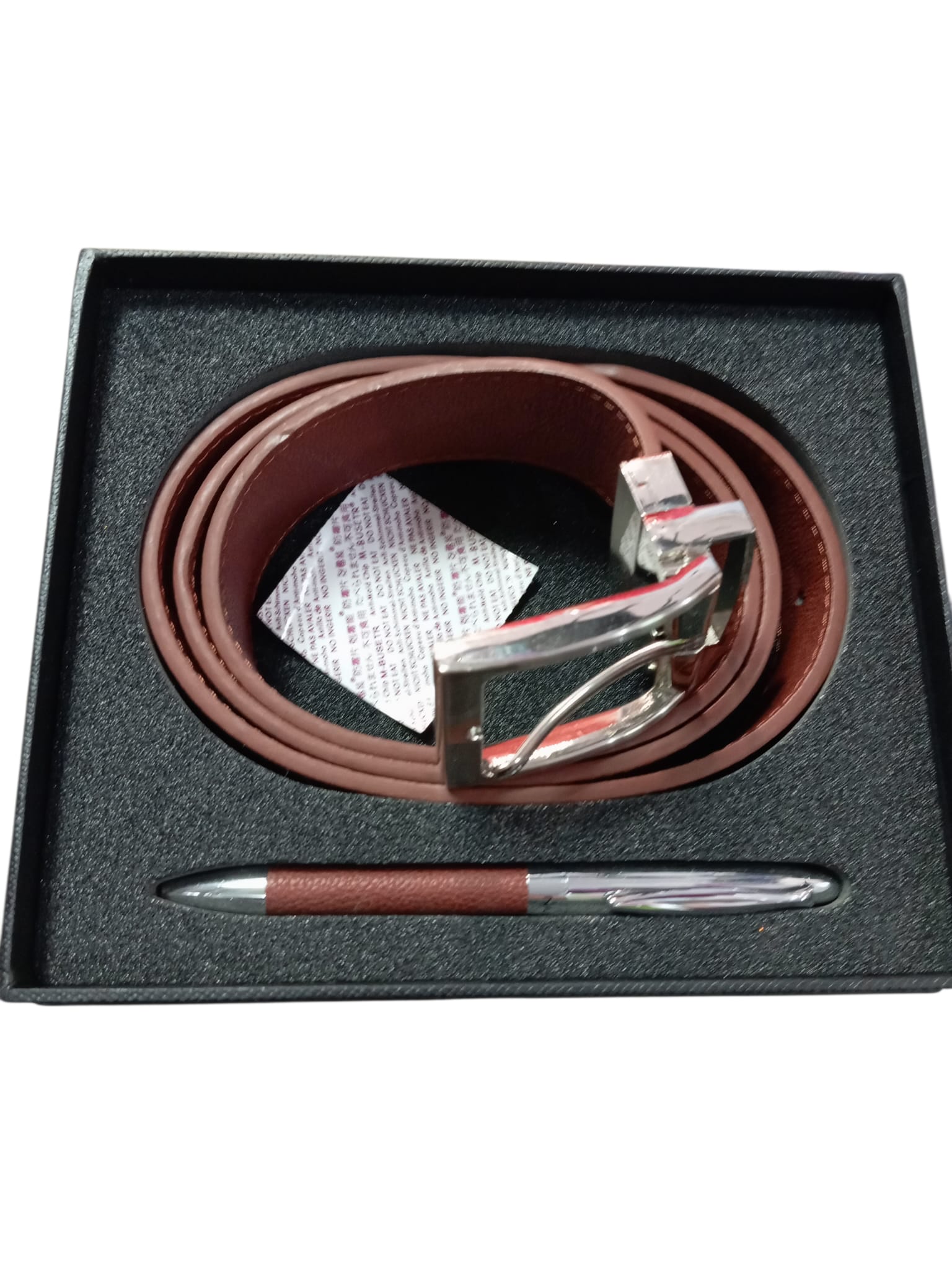 NIJI Cintura uomo+penna marrone