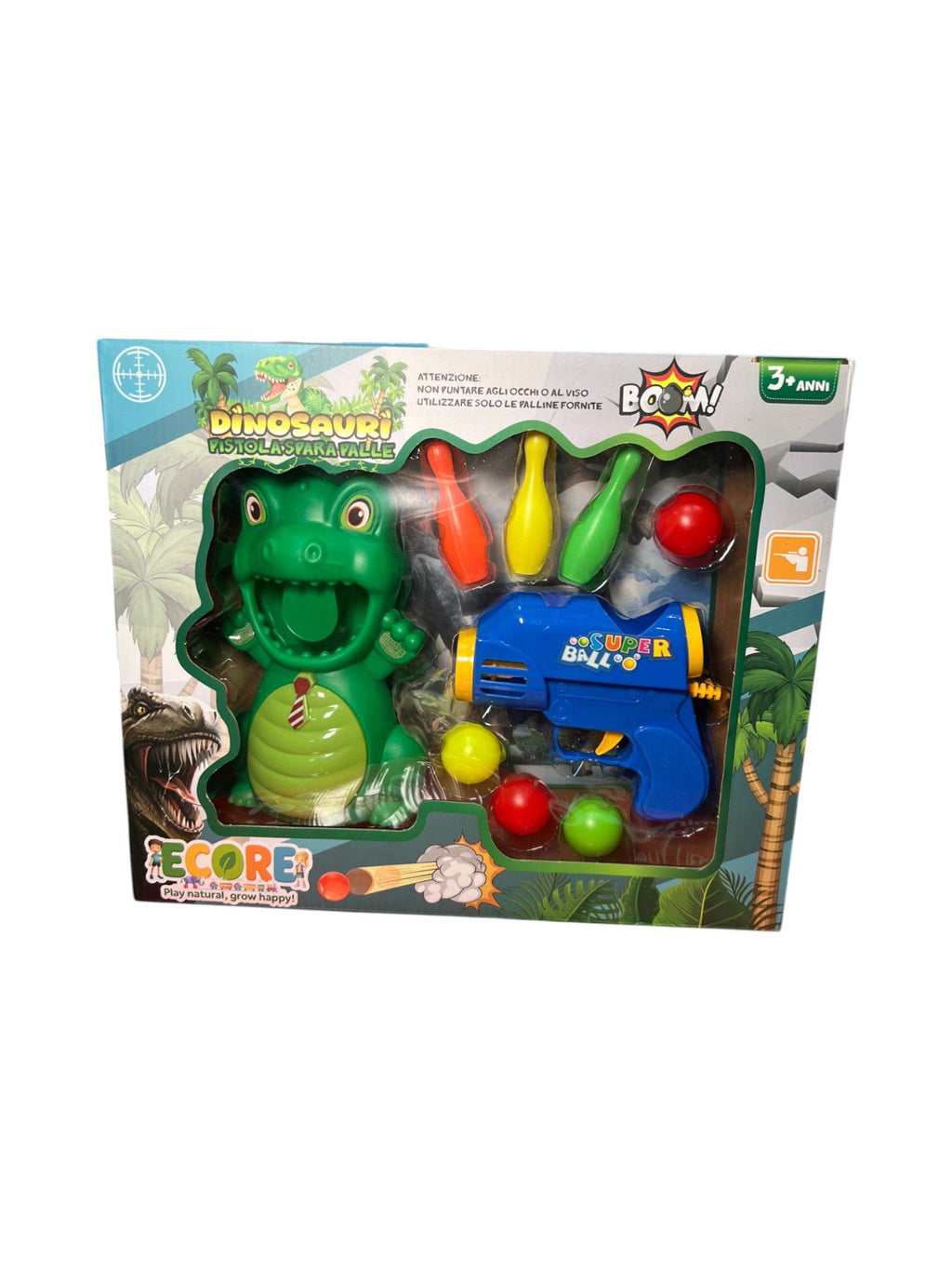 Dinosauro spara palle con birilli