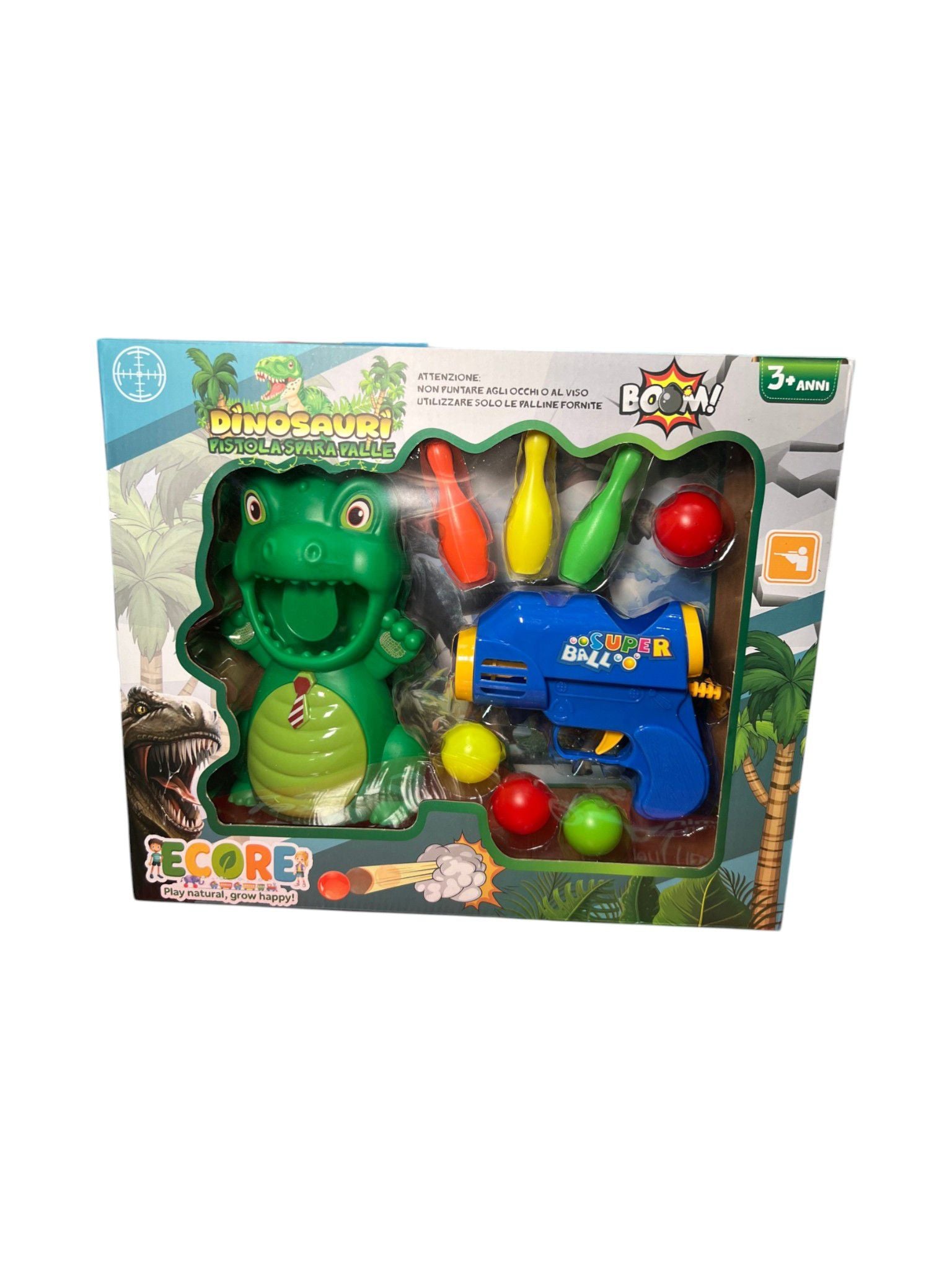 Dinosauro spara palle con birilli