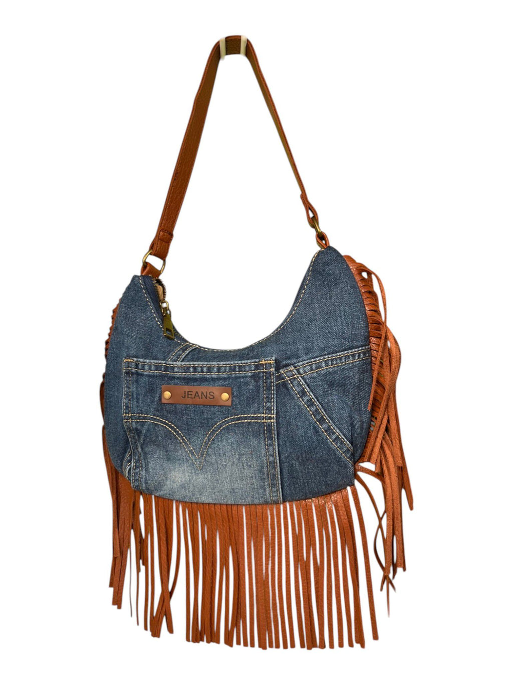 Bag in jeans con frange