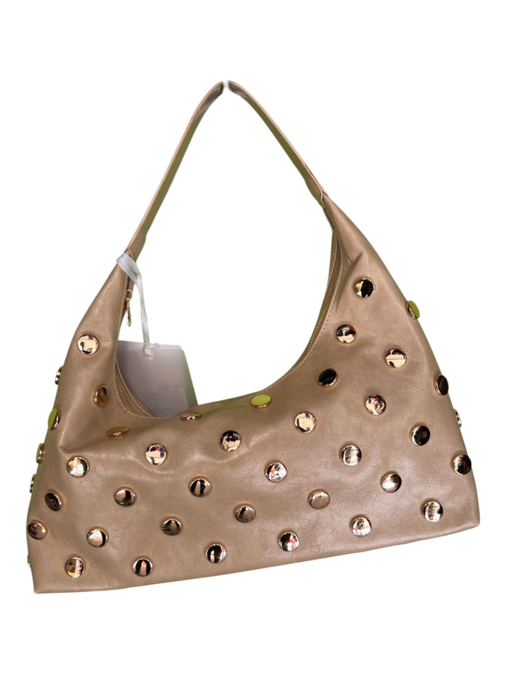 Borsa panna con borchie oro