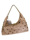 Borsa panna con borchie oro